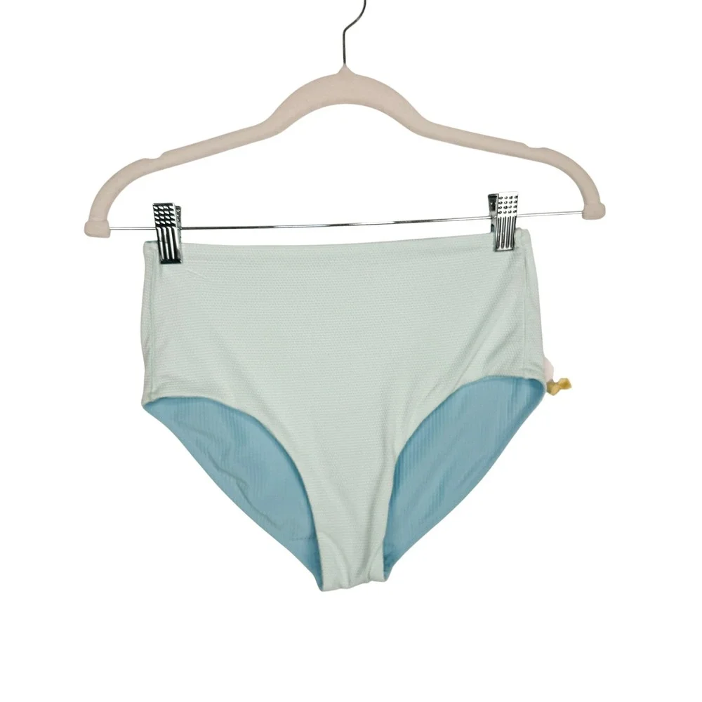 Athleta Girl Reversible Ultra High Rise Swim Bottom XL 14 Blue Textured‎ Sporty